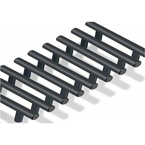 Lot de 20 poignées de porte de placard, tiroir ou meuble de chambre, en forme de T, noires, entraxe 64 mm. (1/5)