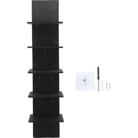 Étagère murale flottante Noir PVC Design vertical gain de place pour salon chambre rangement livres et plantes (1/5)