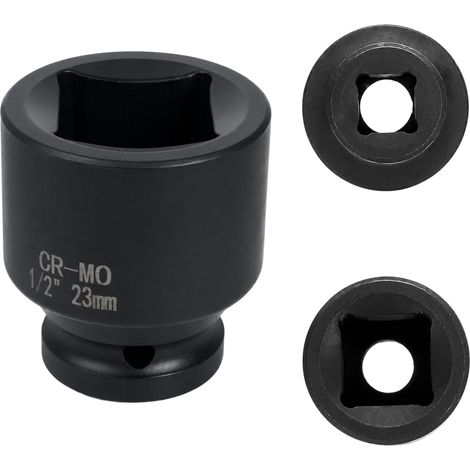 douille 23mm 1/2" 4 pans, douille a choc 1/2 23mm Acier Chrome-Molybdène CR-MO(Black) (1/5)