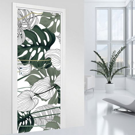 Stickers pour porte - Feuilles - 73 x 205 cm - Adhésif MAT (1/2)