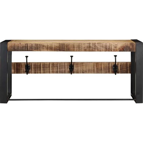 Porte-manteau 80x35x35 cm bois de manguier massif brut