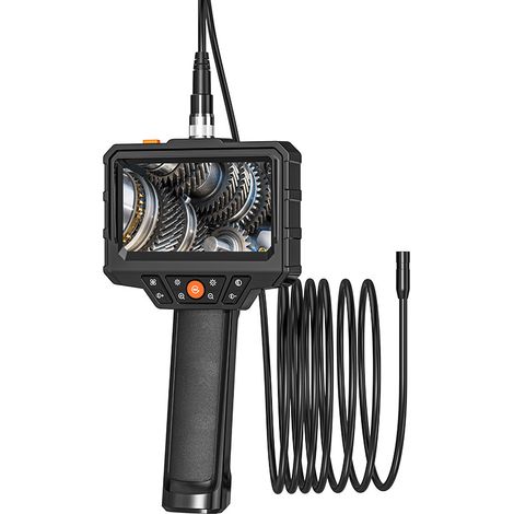 Endoscopio industriale 1080P con lente singola/doppia per ispezione auto, telecamera di ispezione IP67 da 4,3 pollici per tubi di scarico e condotti - (1 m, doppia lente da 8 mm) (1/3)