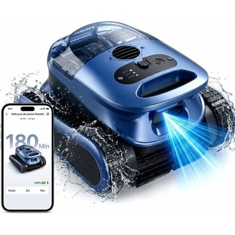 Aspirateur robot de piscine SIENTICE,moteur sans balais de 180W,nettoyage des parois et de la ligne d'eau,3modes pour piscines jusqu'à 2150 pieds carrés