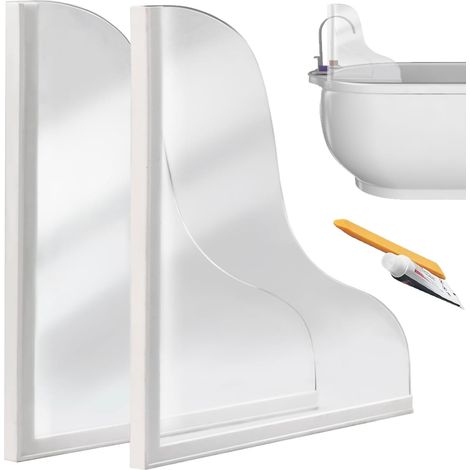 Paroi de douche en acrylique 2 panneaux transparents anti-éclaboussures , protection d'angle , base