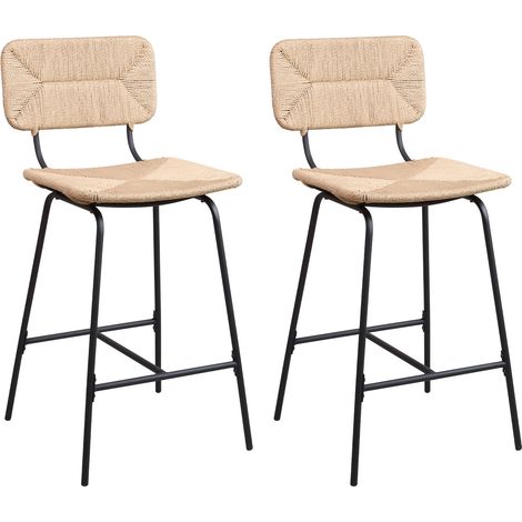 Barhocker-Set aus Metall und Inselhocker mit Rattansitz 65cm TIDRA