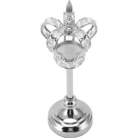 Porte-bougie en fer argenté couronne vintage pour mariage romantique - Support bougeoir électroplaqué
