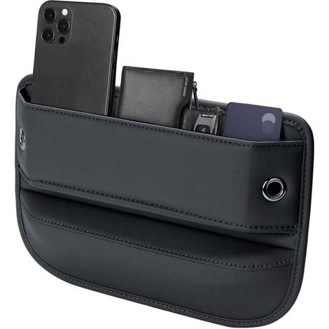 Sac de rangement en cuir de qualité supérieure General Motors pour combler l'espace entre les sièges, indispensable pour les berlines, les SUV et les camions (noir, 1 pièce)