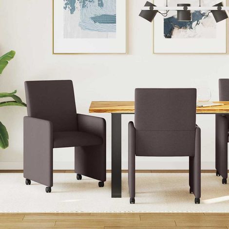 Esszimmerstühle mit Rollen 2 pcs Dunkelbraun 57 x 66 x 94 cm