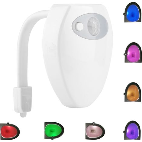 Lampe de toilette veilleuse pratique avec 8 couleurs changeantes chargement USB et détecteur mouvement pour salle bain toilettes maison (1/5)