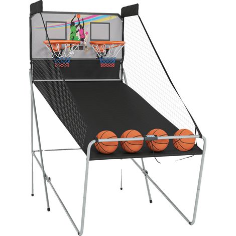 Canestro da basket, tabellone segnapunti a LED, 8 modalità di gioco, nero (1/2)