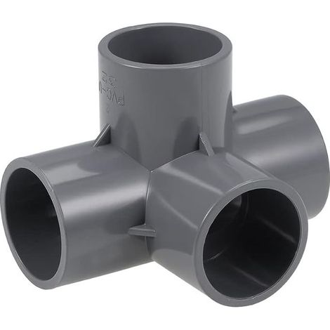 Sourcing Map PVC-Rohrverbinder-Winkel für Möbel, T-Stück, Bewässerung, Grau, 4-Wege, 32 mm (1/3)