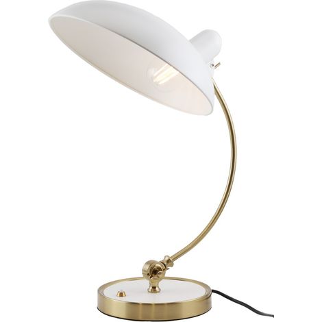 ALPINALUZ  Lámpara de Mesa "BOFA" Latón y Blanco - Inspirada en Fritz Hansen Kaiser Idell 663, E27. (1/5)
