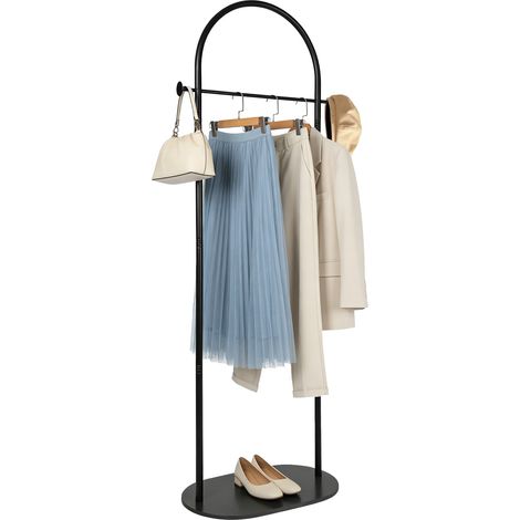 Porte-Manteaux Noir en Métal 170cm pour Manteaux, Chapeaux, Sacs (1/5)