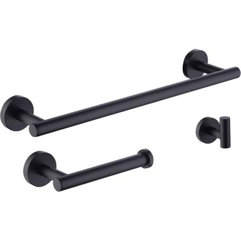 par Amazon Ensemble D'accessoires de Salle de Bain Noir 3 Pièces Porte-serviettes Porte-rouleau de Papier Toilette Porte-manteau Support Mural 304 en Acier Inoxydable Noir Mat, LA20BKDG-32 (1/4)