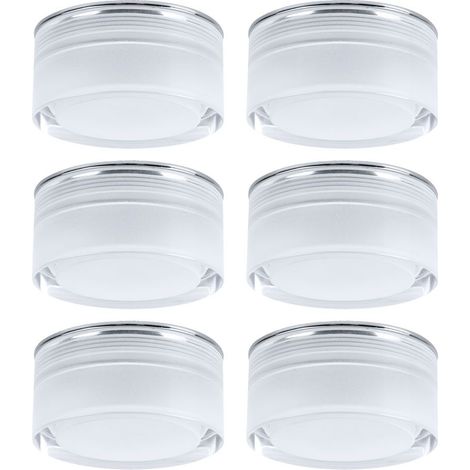 6er Set LED Einbau Leuchten Chrom Decken Lampen Schlaf Gäste Zimmer Design Spots Karton beschädigt