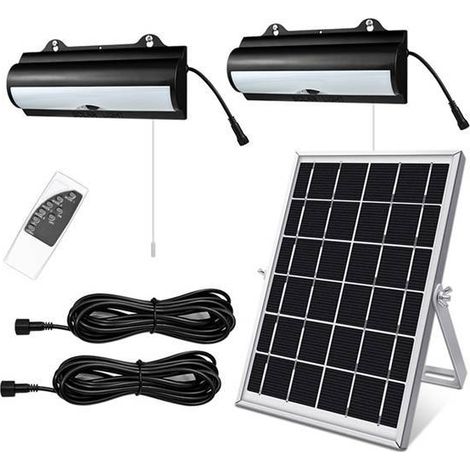 Un cordon de tirage pour suspension solaire en ABS noir, interrupteur à tirette pour applique murale à deux voies, intérieur/extérieur.
