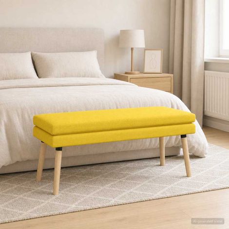 vidaXL Banc à double couche Jaune clair 110 x 40 x 47 cm Tissu (1/5)