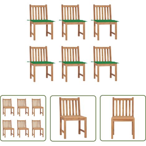 The Living Store Gartenstühle 6 Stk. mit Kissen Massivholz Teak - Teakholzmöbel - Gartenstühle - Esszimmerstühle - Outdoormöbel - Balkonmöbel (1/5)