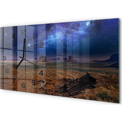 Horloge Murale Salle à Manger 60x30 cm Verre Trempé Design Contemporain Ciel étoilé (1/5)