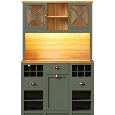 CAIziMeubles de cuisine 120 x 45 x 188 cm avec éclairage LED, vert (1/5)