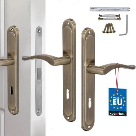 Poignée De Porte - Plaque Arrière Longue - 72 Mm - Finition Patinée - Pour Portes Intérieures Classiques Et Modernes - 1 Pièce (1/5)