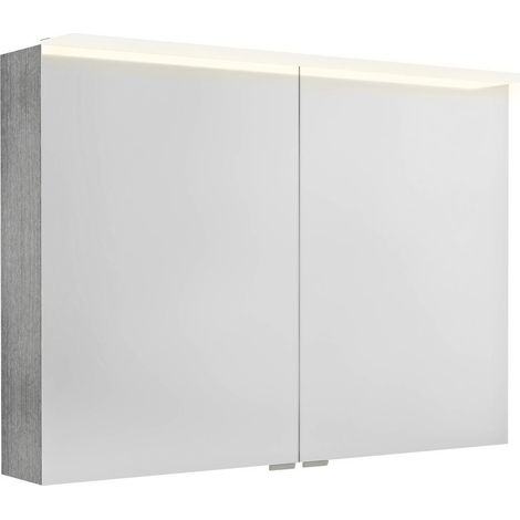 Armoire à miroir LINEX avec. Luminaire LED, 100x70x15cm, chêne argenté (1/2)