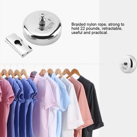 Corde à Linge rétractable en Acier Inoxydable avec Cordon en Nylon tressé réglable 2,8 m pour intérieur et extérieur sans perçage et Linge (1/5)