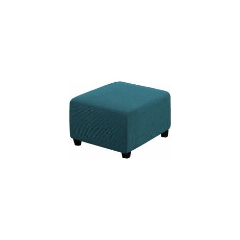 (bleu foncé) Housses extensibles, Housses de protection carrées en tissu élasthanne pour tabouret de rangement, repose-pieds, avec élastique en bas, pour meubles (1/5)