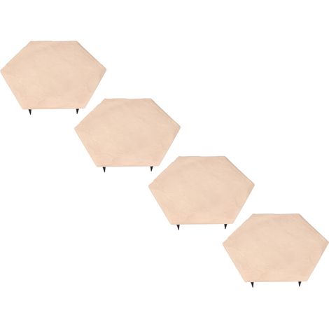 Lot de 4 dalles de jardin extérieures hexagones beige avec 24 piquets sol polypropylène résistant aux intempéries déco pour pelouse allée cour (1/5)