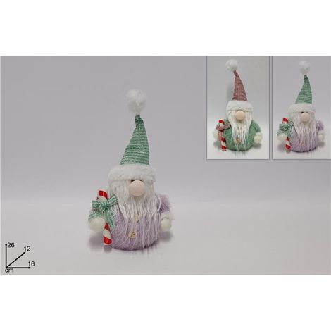 Decorazione Natalizia Babbo Natale con Bastoncino e Pelliccia 26 cm 2 Decori