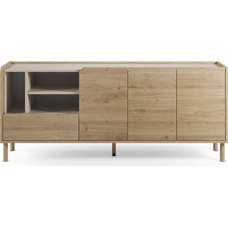 ISADORA - Buffet 3 portes 180 cm en mélamine - Chêne clair