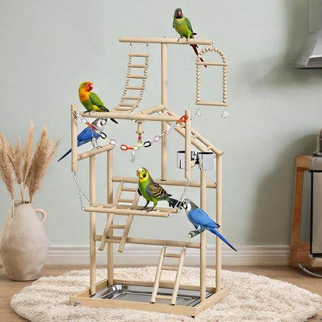 Cage pour oiseaux en bois de pin acier inoxydable 48 x 38 x 95 cm (1/5)