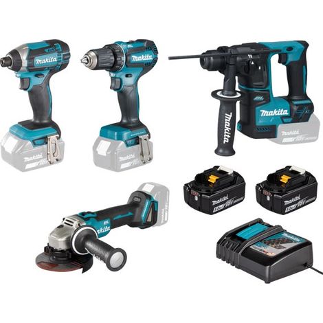 Lot De 4 Machines 18V 5Ah (DDF485 + DTD152 + DGA504 + DHR171) Makita