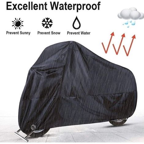 Housse Moto, Imperméable Bâche de Moto Couverture Exterieur Résistant aux Déjections d‘Oiseaux, 230x95x125cm(XL) Noir (1/4)