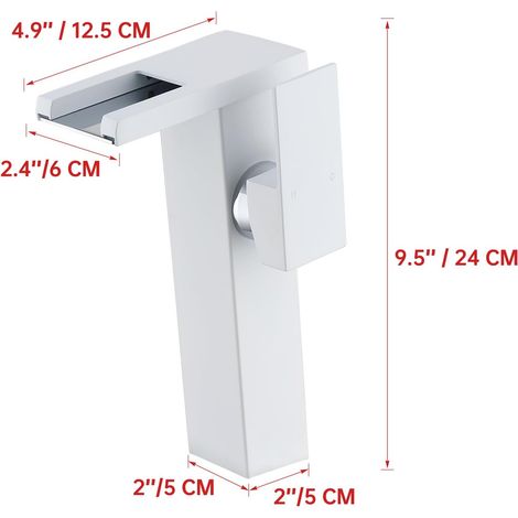 Rubinetto da bagno bianco con illuminazione LED a cascata tricolore, maniglia singola, lavabo a foro singolo, WC alto - ALTRO (1/4)