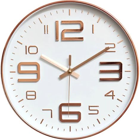 Horloge murale à quartz en plastique or rose, 1 pièce, silencieuse sans tic-tac, design moderne, décoration pour salon et chambre (1/4)