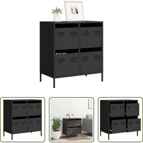 vidaXL Metallregal - Sideboard Schwarz 68x39x73,5 cm Kaltgewalzter Stahl (1/5)