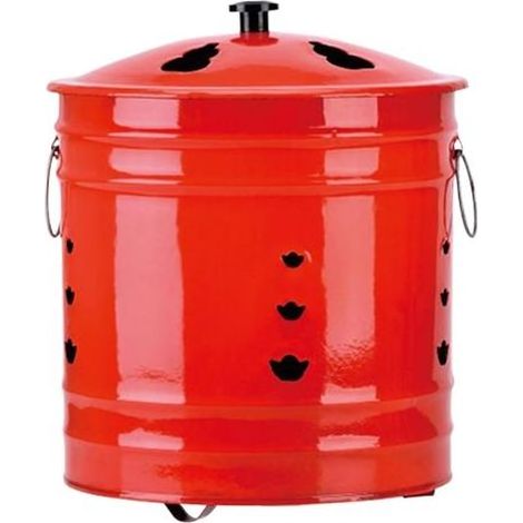 Tonneau à brûler avec couvercle : récipient en acier pour canettes de feu, brûleur de bol de confinement d'étincelles avec poignée portable, outil de chauffage extérieur résistant aux (1/5)