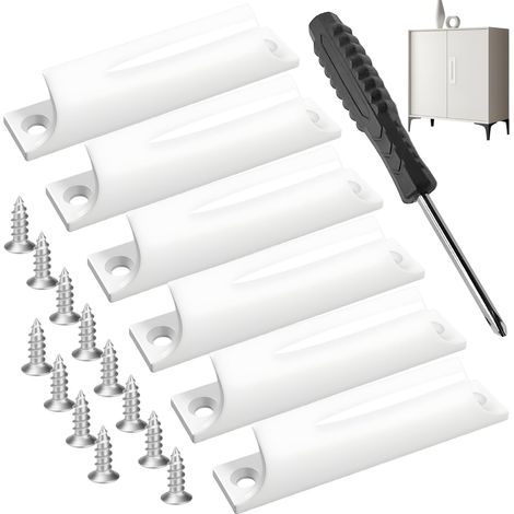 6 Poignee de Meuble Cuisine Blanc Poignet de Porte Cuisine Aluminium Entraxe Invisible Poignée Meuble avec 12 Vis et 1 Tournevis Cruciforme Poignées D'armoire Cachées pour Meubles Portes et Fenêtres (1/5)