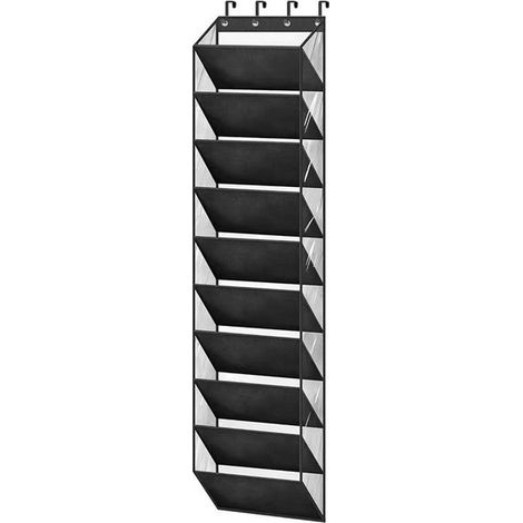 Sac de rangement pour chaussures à suspendre derrière une porte - Sac de rangement - Sac à chaussures - Sac suspendu - Noir - Tissu Oxford/PVC - 10 couches (1/5)