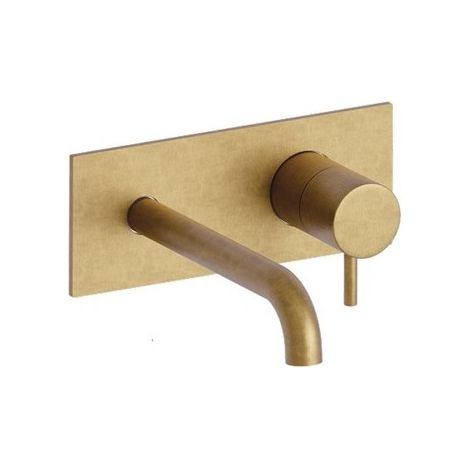 Mitigeur Lavabo Mural Triverde Avec Plaque Bec 22.5 Cm Or Brossé - CRISTINA ONDYNA TV25896P