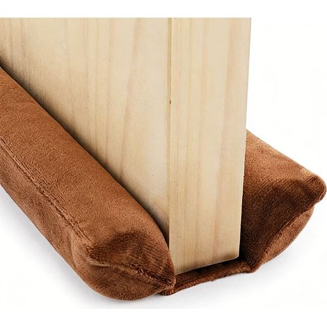 Boudin de porte double face marron, isolant thermique et anti-courant d’air, protège contre le froid et la poussière, réduit le bruit, idéal pour maison, salon et chambre (1/5)