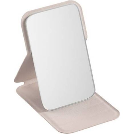 Espejo cosmético Ecarla de piel ecológica L17K color crema