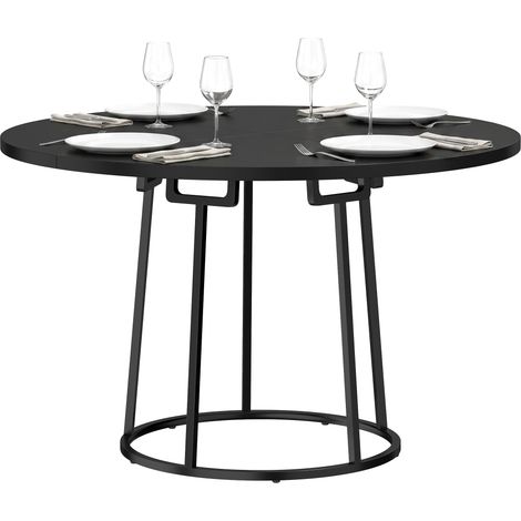 HOMCOM Round Dining Table for 4-6 Space Saving 120 cm Black (1/5)