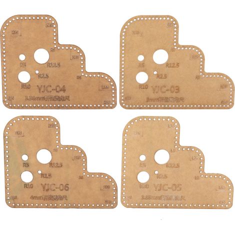 Plantillas circulares de acrílico para esquinas, juego de 4, para manualidades y trabajos en cuero.