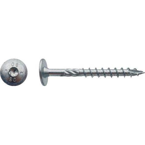100 Vis Bois Tête Ronde Larges Torx T30 6 x 80 mm - Zingué blanc - D-Work
