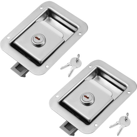 Loquet à Palette Inox à Encastrer avec Clés et Loquet Anti-grincement pour Camions et Véhicules Utilitaires, Acier Inoxydable Argent, 1 Set, Applications Polyvalentes (1/5)