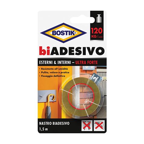 NASTRO BIADESIVO INTERNI ESTERNI BOSTIK - MM 19 ML 1,5- 6 pezzi