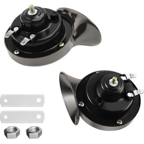 Snail Air Horn, Paquet de 2 Kit de Cornes de Train Super Bruyant 12V, Universelle Imperméable d'escargot Air Corne, Corne électrique pour Motocyclette Camions Voitures Vélos(Noir)