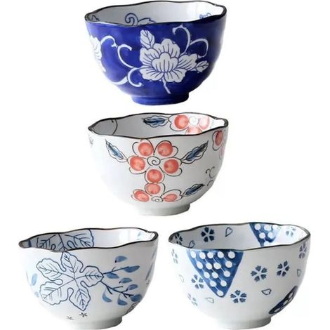 4 bols en céramique, vaisselle chinoise, pour soupe de riz, nouilles (1/5)